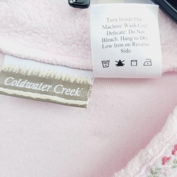 Size M Women's Coldwater Creek Sweater Pink Vneck embroidered flowers vintage - Picture 7 of 7